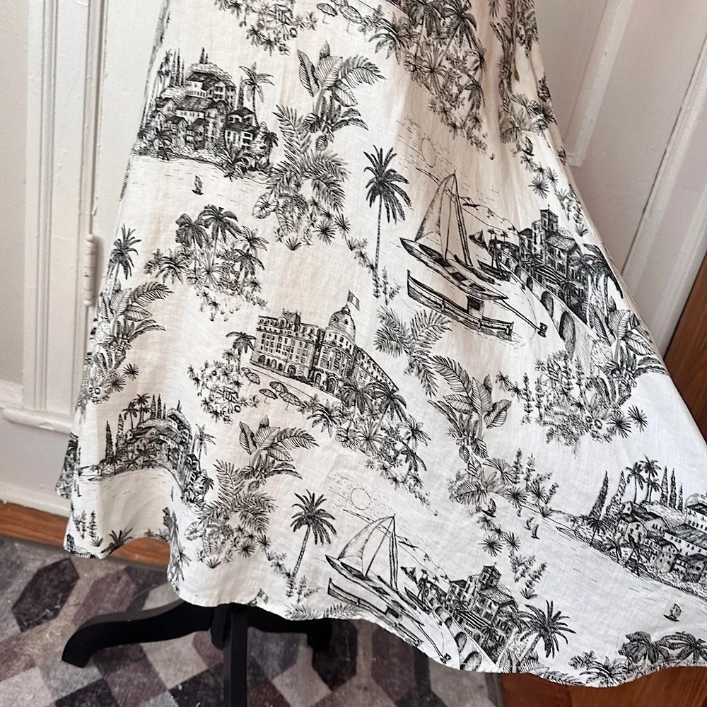 Tommy Bahama NWT Linen‎ Marceau Toile Strapless Dress Preppy Summer Sz Medium